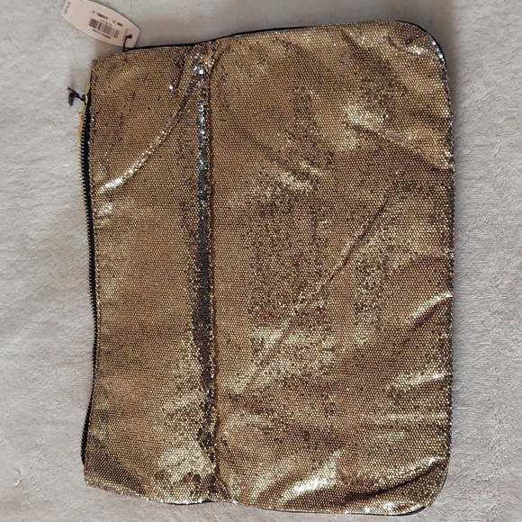 Victoria's Secret Gold Sparkly Fold Over Clutch Accessory Bag - Picture 8 of 8